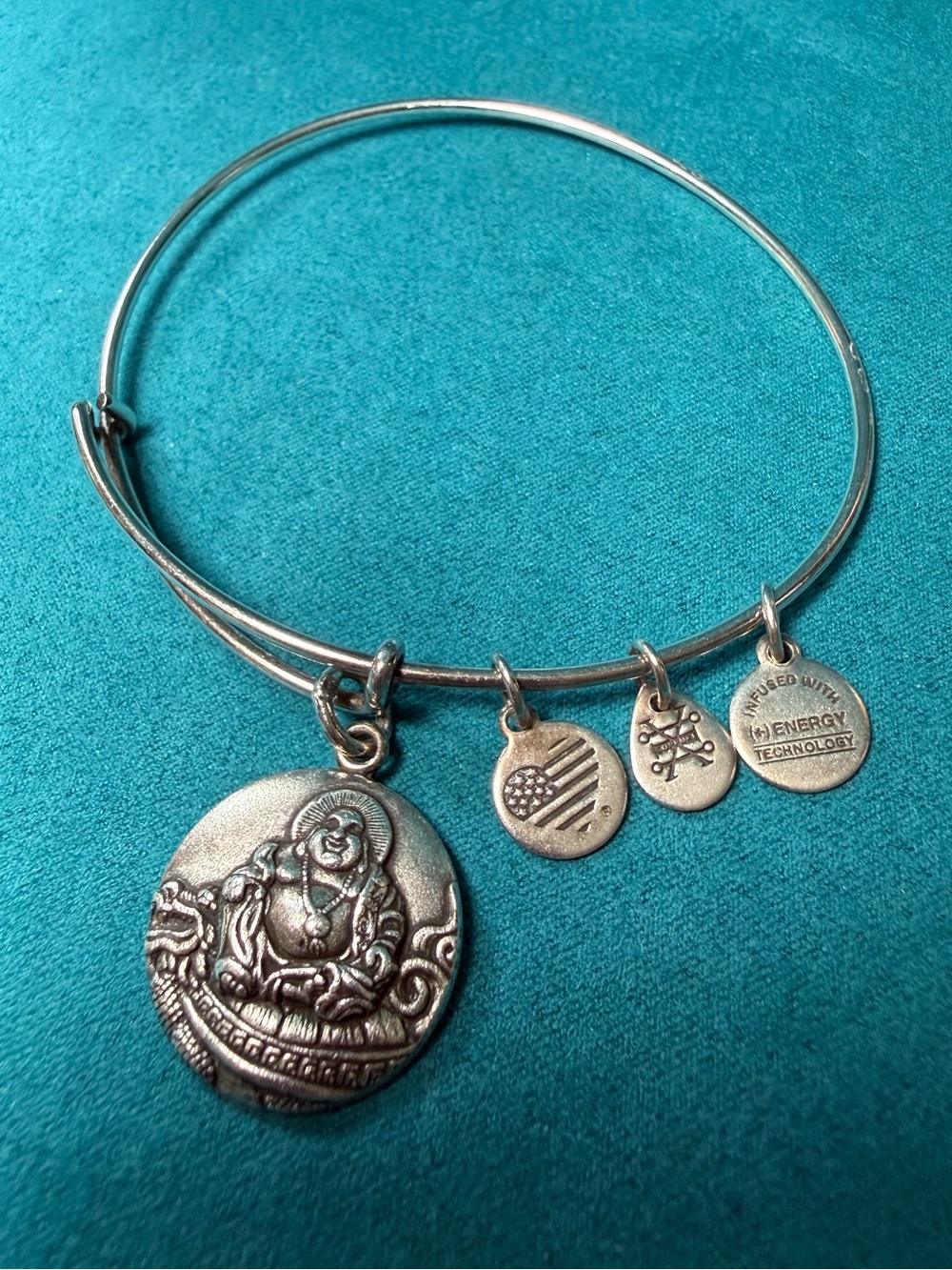 Alex and Ani Laughing Buddha Expandable Bangle Bracelet – Silver Tone